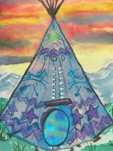 Hand Painted Tipi Blue