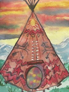 Hand Painted Red Tipi